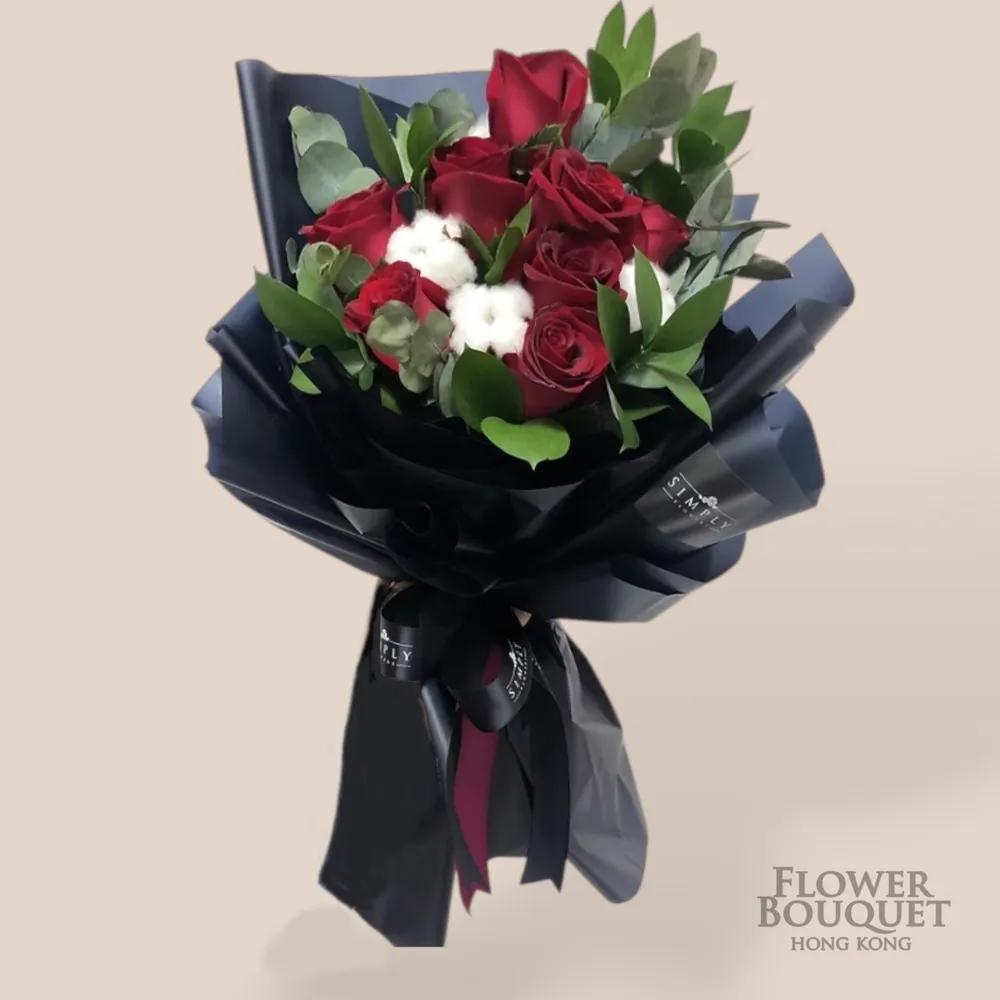 韓式 紅玫瑰棉花 花束 | 御花店