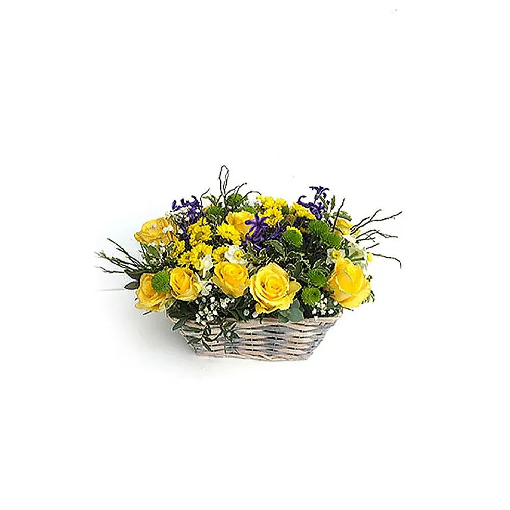 黃玫瑰 + 黃菊仔 + 魚蛋 花藍 - 點擊查看商品詳情 黃玫瑰 + 黃菊仔 + 魚蛋 花藍 | 御花店